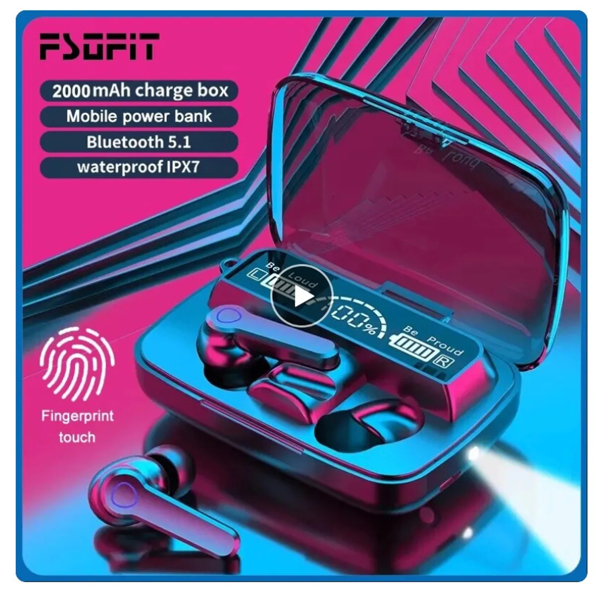 GENERICO - Audifonos Inalambricos Bluetooth M19 V53 Con Power Bank