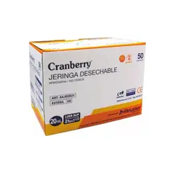 CRANBERRY - Jeringa Con Aguja Luer Slip 20ml 21gx1 1/2 - 50 Unds