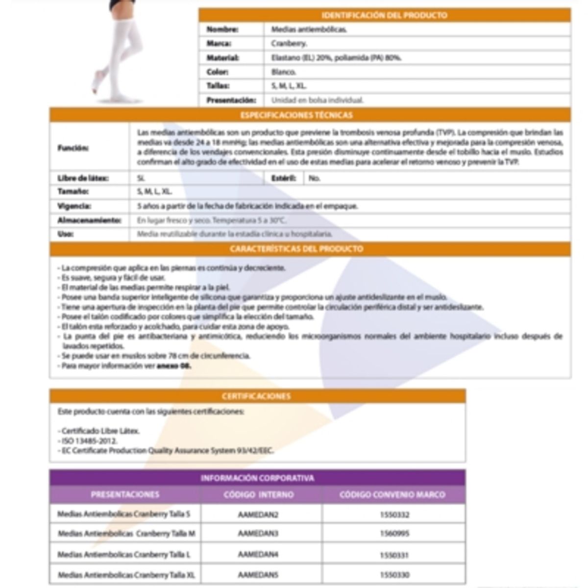 CRANBERRY - Medias Antiembolicas Cranberry Talla L