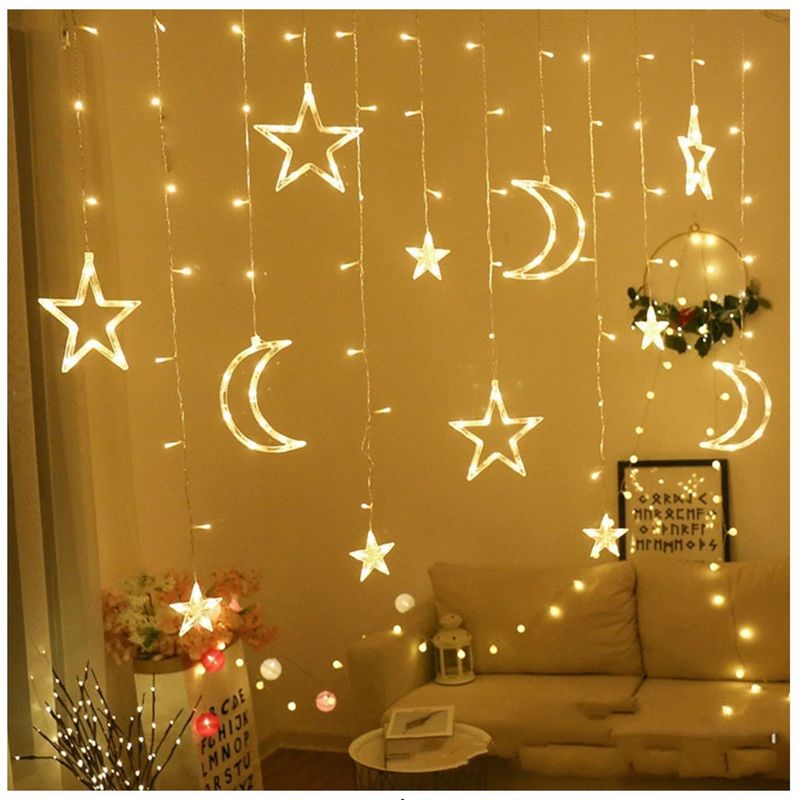GENERICO - Luces Navidad Guirnalda De Luces Cascadas Estrella Luna