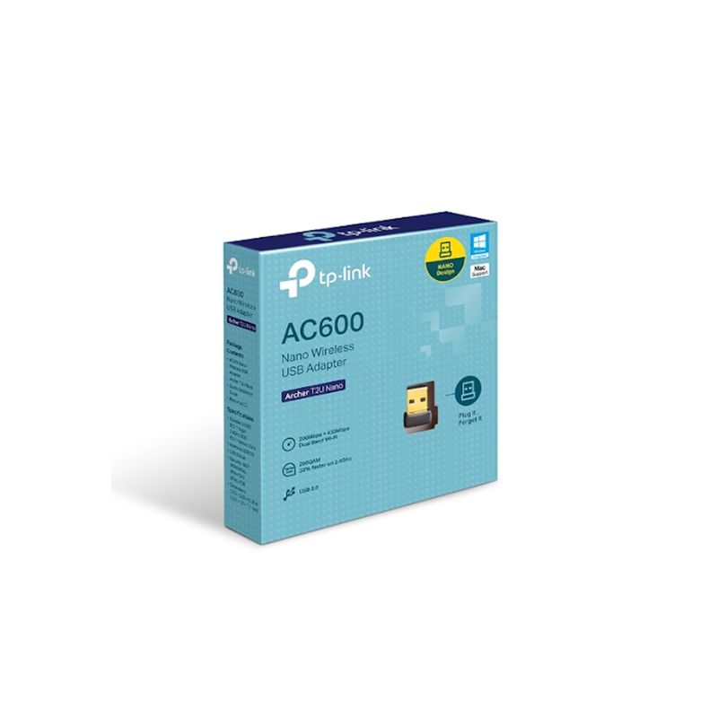 TP LINK - Adaptador Red USB Inalámbrico AC600 Dual Band TP-Link T2U Nano TP LINK