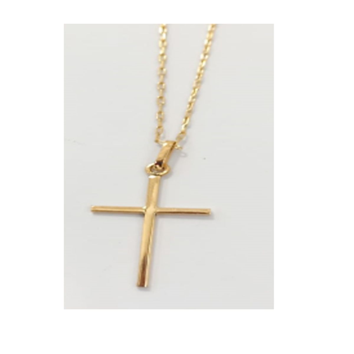 GENERICO - conjunto cadena oro 18 ktes y cruz palito  oro 18 ktes