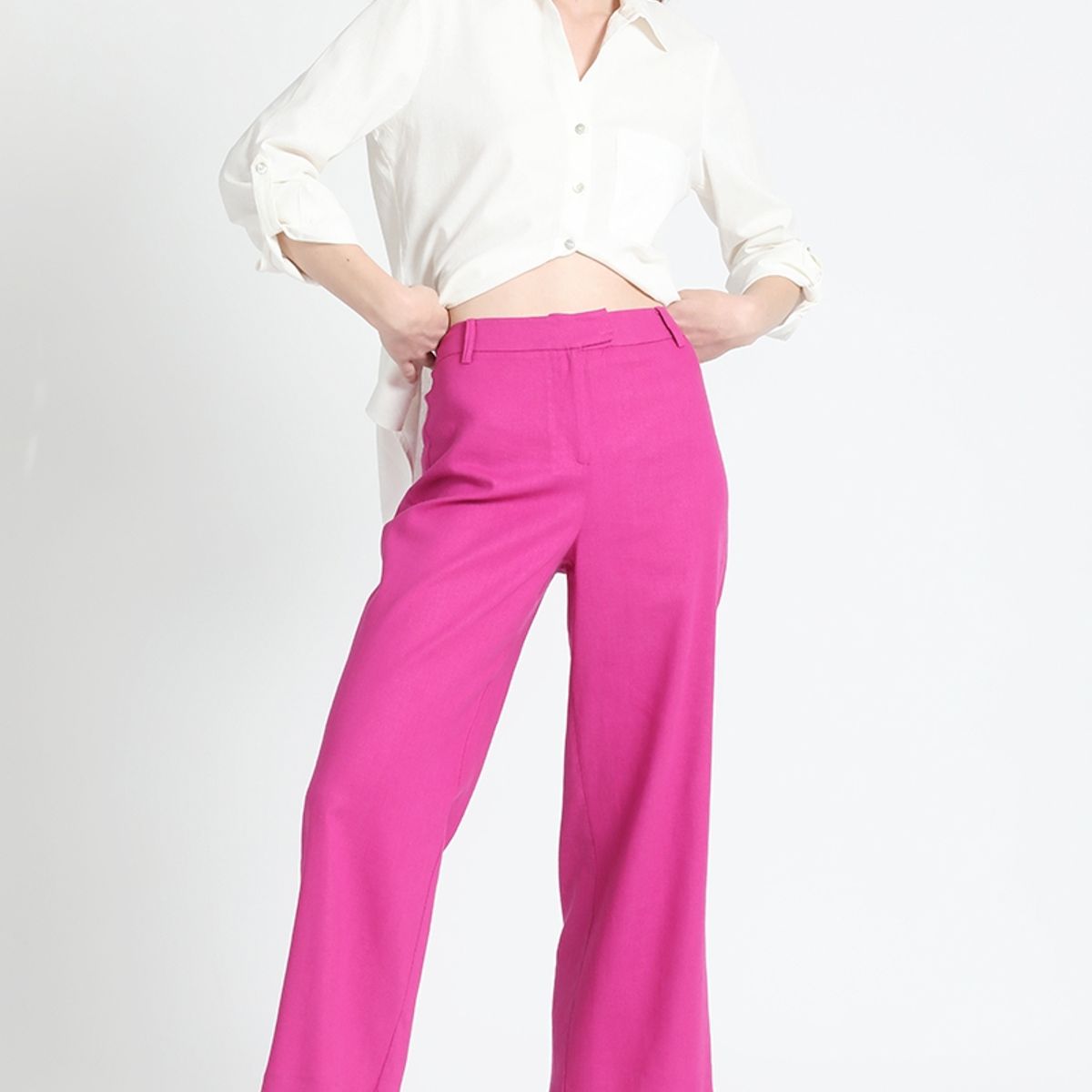LIOLA - Pantalon Pescador Lino Fresa Liola