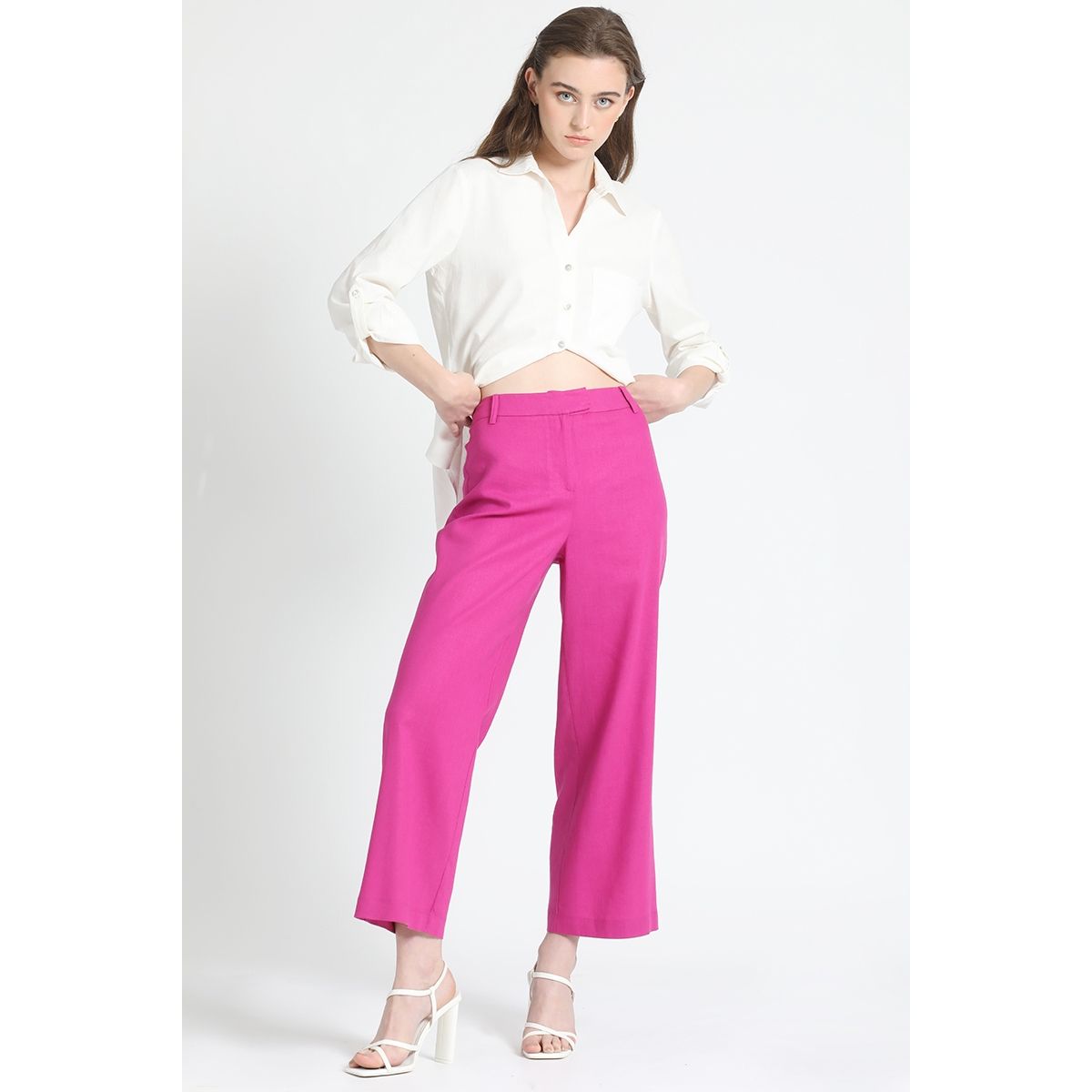 LIOLA - Pantalon Pescador Lino Fresa Liola