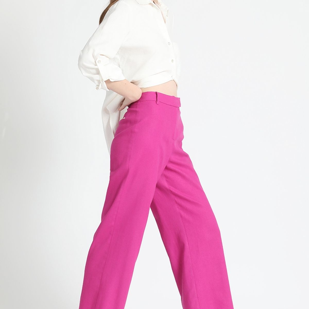 LIOLA - Pantalon Pescador Lino Fresa Liola