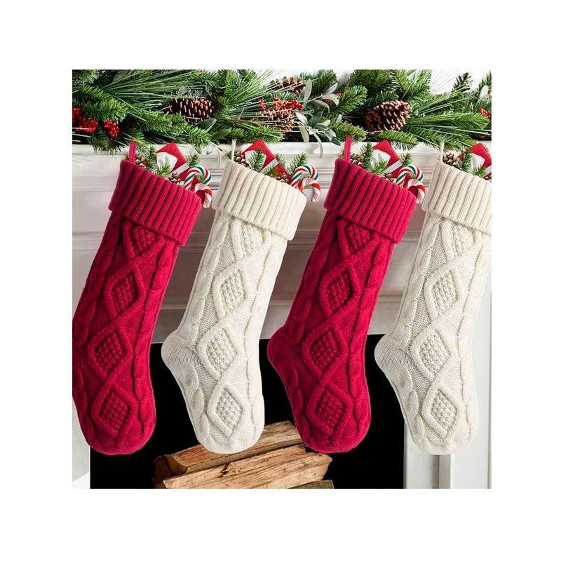 GENERICO - Set 4 Calcetines De Navidad Tejidos Para Adorno