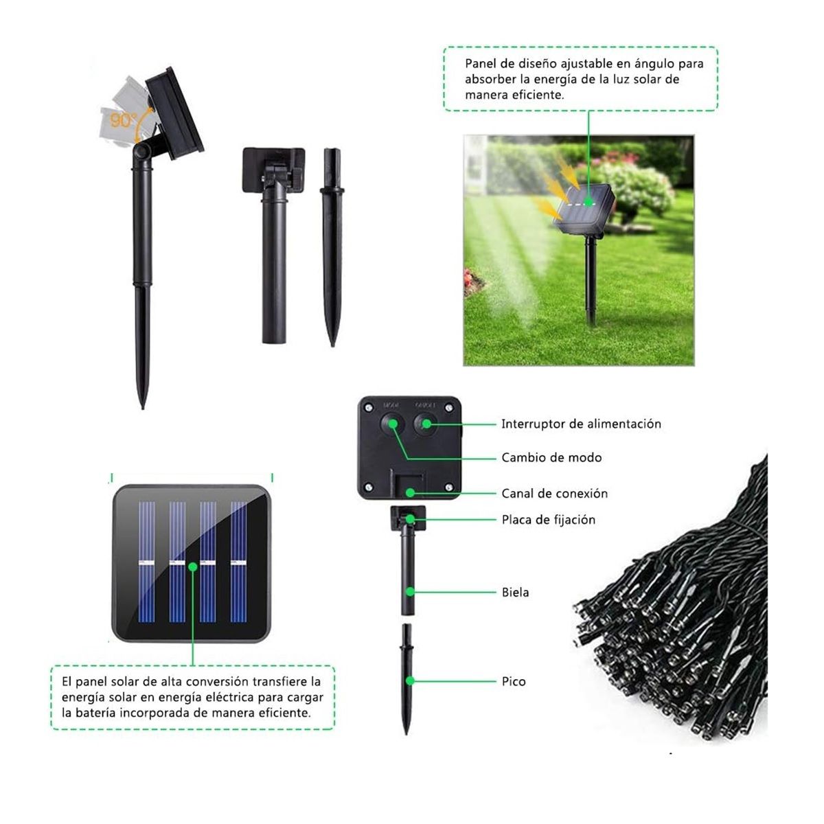 GENERICO - Luces Solares Exterior Navidad 10m Luces Led Navidad 100 Led