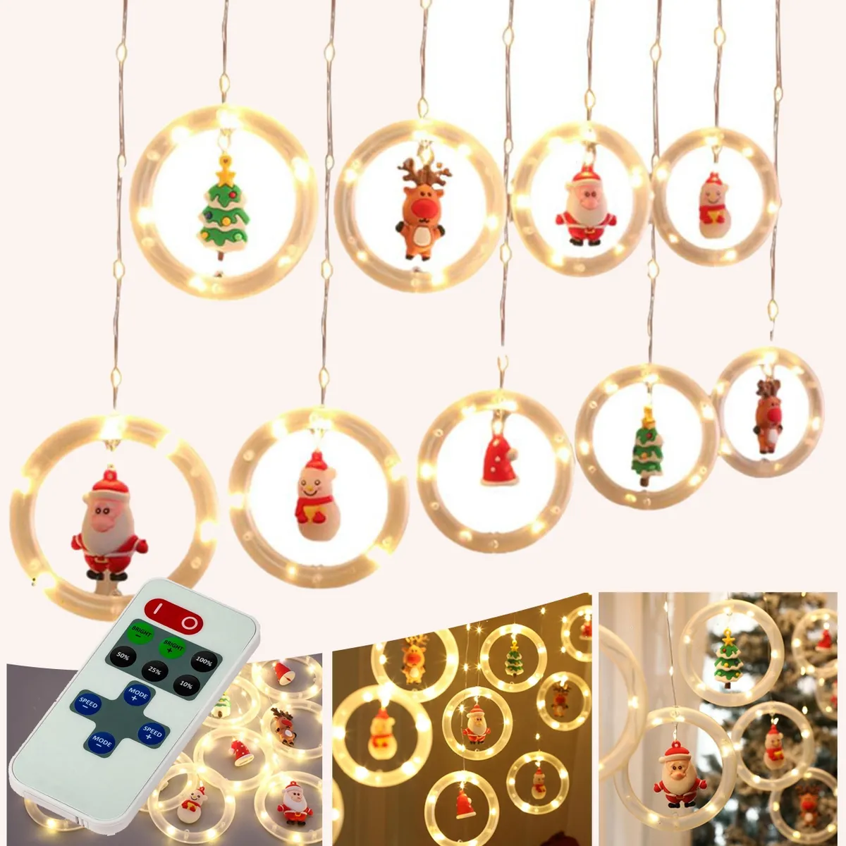 GENERICO - Pack X3 Guirnalda Navidad Aros De Luz Decorativos 3mts Usb