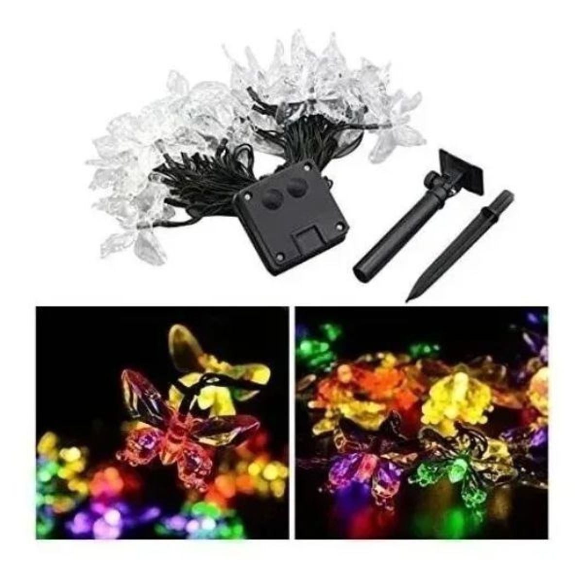 GENERICO - Pack 3 Guirnalda Mariposa Solar Led 5 Mts Exterior Interior