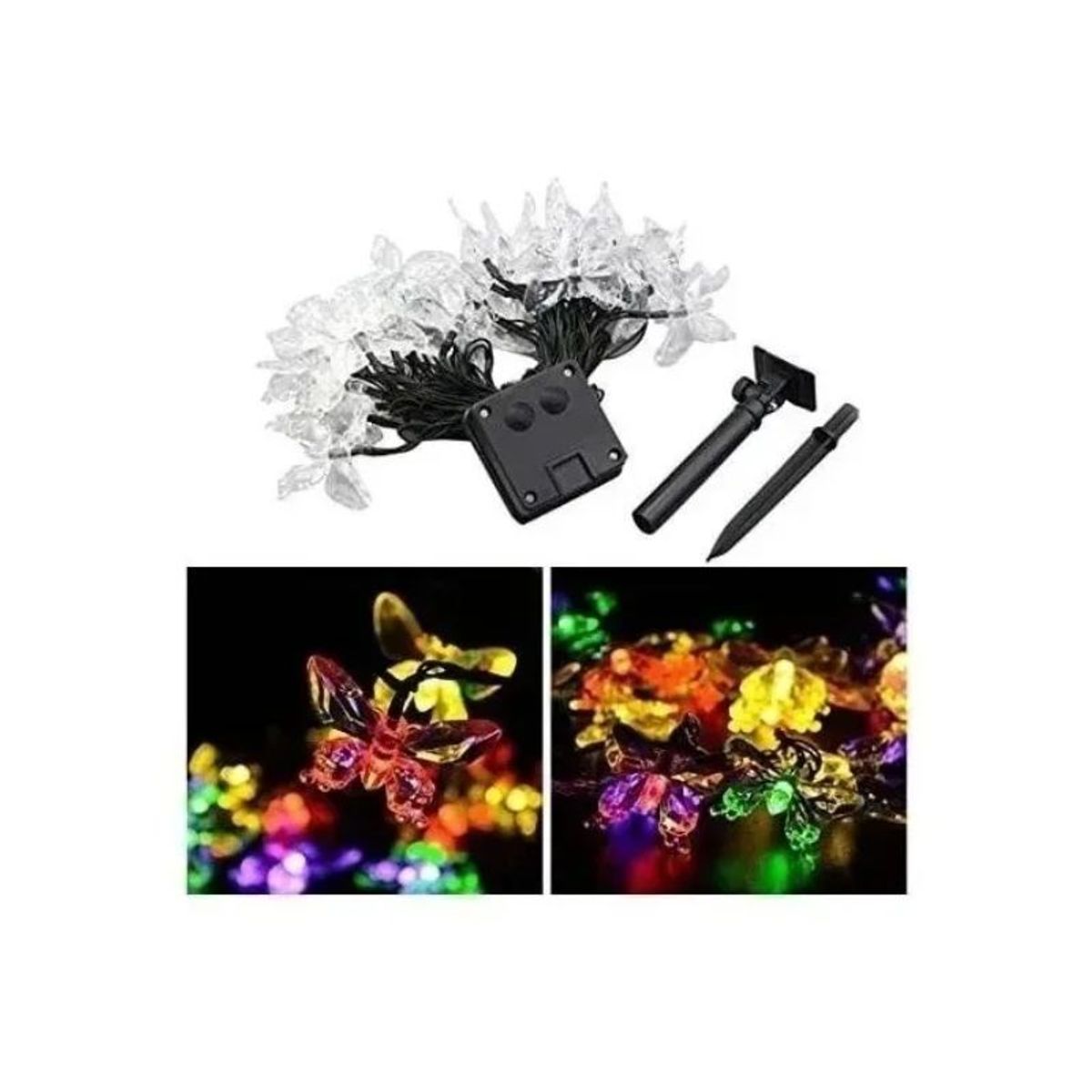 GENERICO - Pack 3 Guirnalda Mariposa Solar Led 5 Mts Exterior Interior