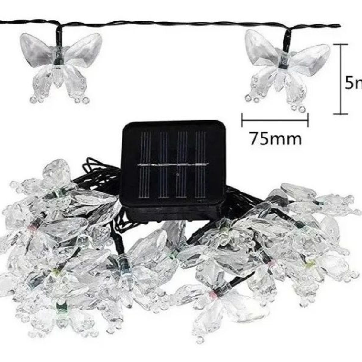 GENERICO - Pack 3 Guirnalda Mariposa Solar Led 5 Mts Exterior Interior