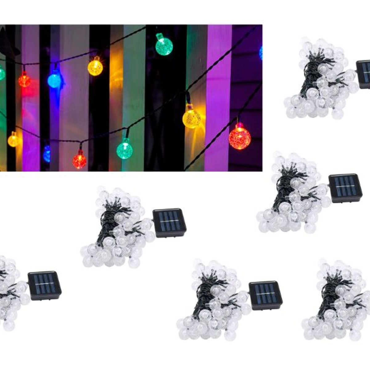 GENERICO - Pack X6 Luces Led Bolitas Multicolor Solar Navidad