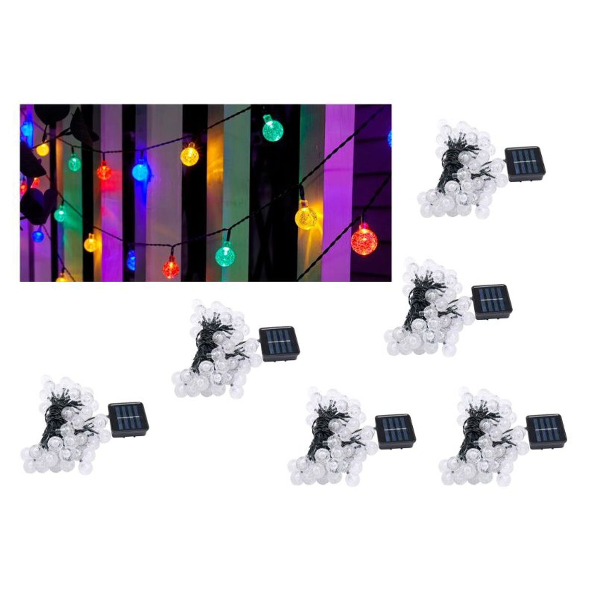 GENERICO - Pack X6 Luces Led Bolitas Multicolor Solar Navidad