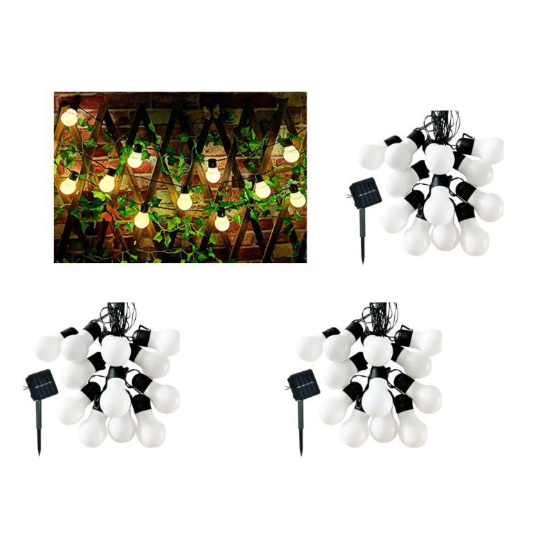 GENERICO - Pack X3 Luces Led Bolitas Cálida Solar Navidad