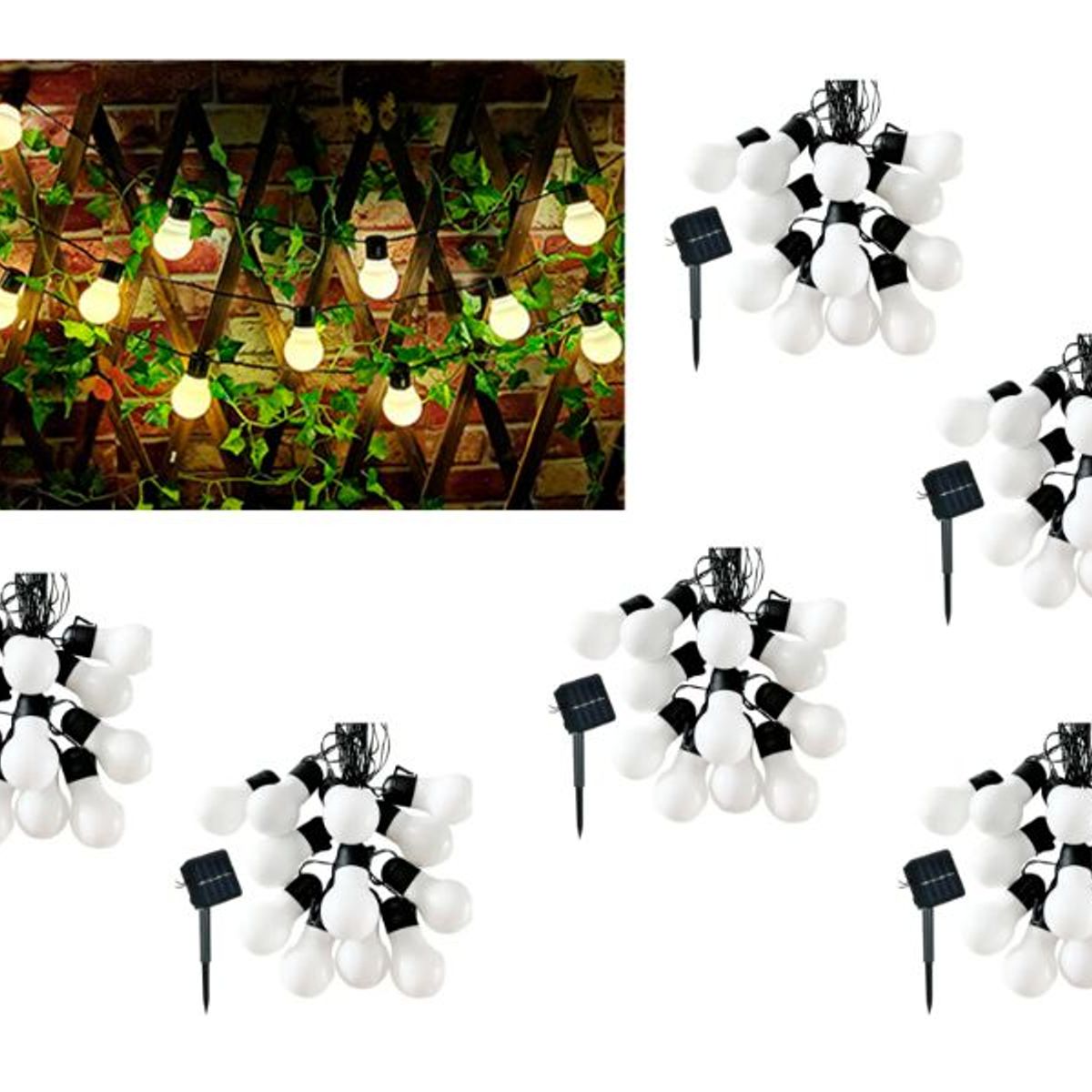 GENERICO - Pack X6 Luces Led Bolitas Cálida Solar Navidad