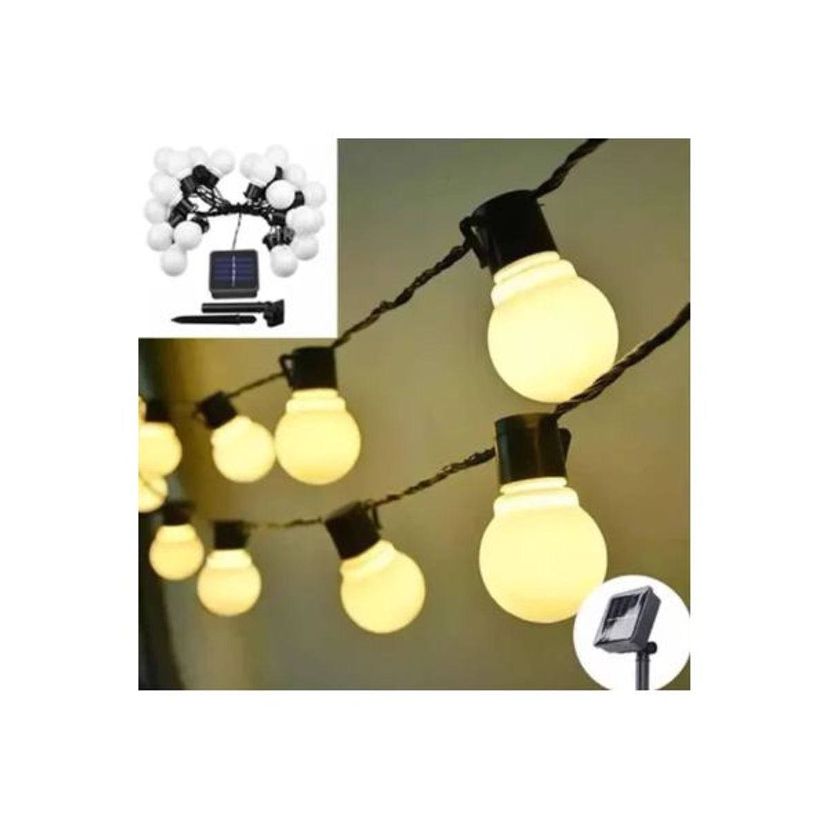 GENERICO - Pack X6 Luces Led Bolitas Cálida Solar Navidad