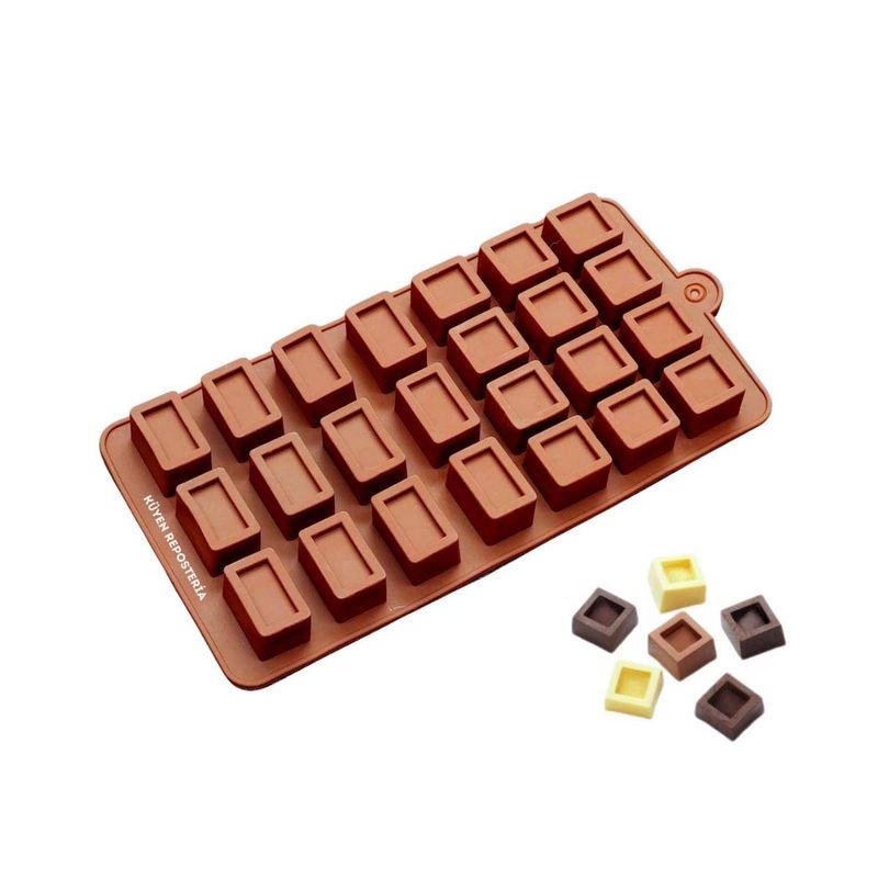 GENERICO - Molde Silicona Cubo Cuadrado Chocolate.