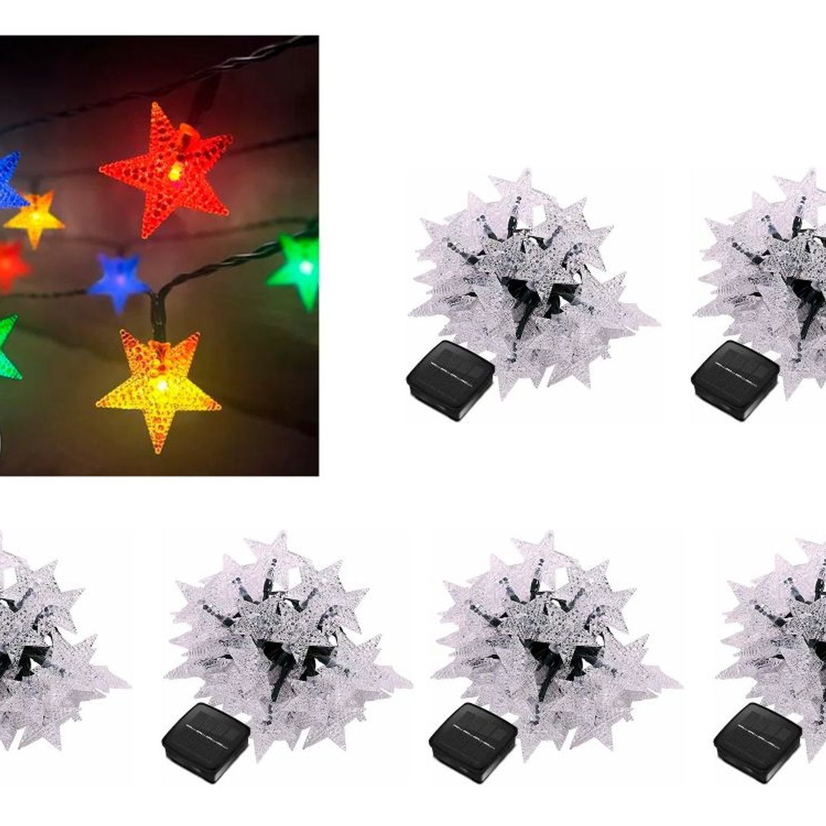 GENERICO - Pack X6 Estrellas Led Multicolor Navidad Lineal Solar
