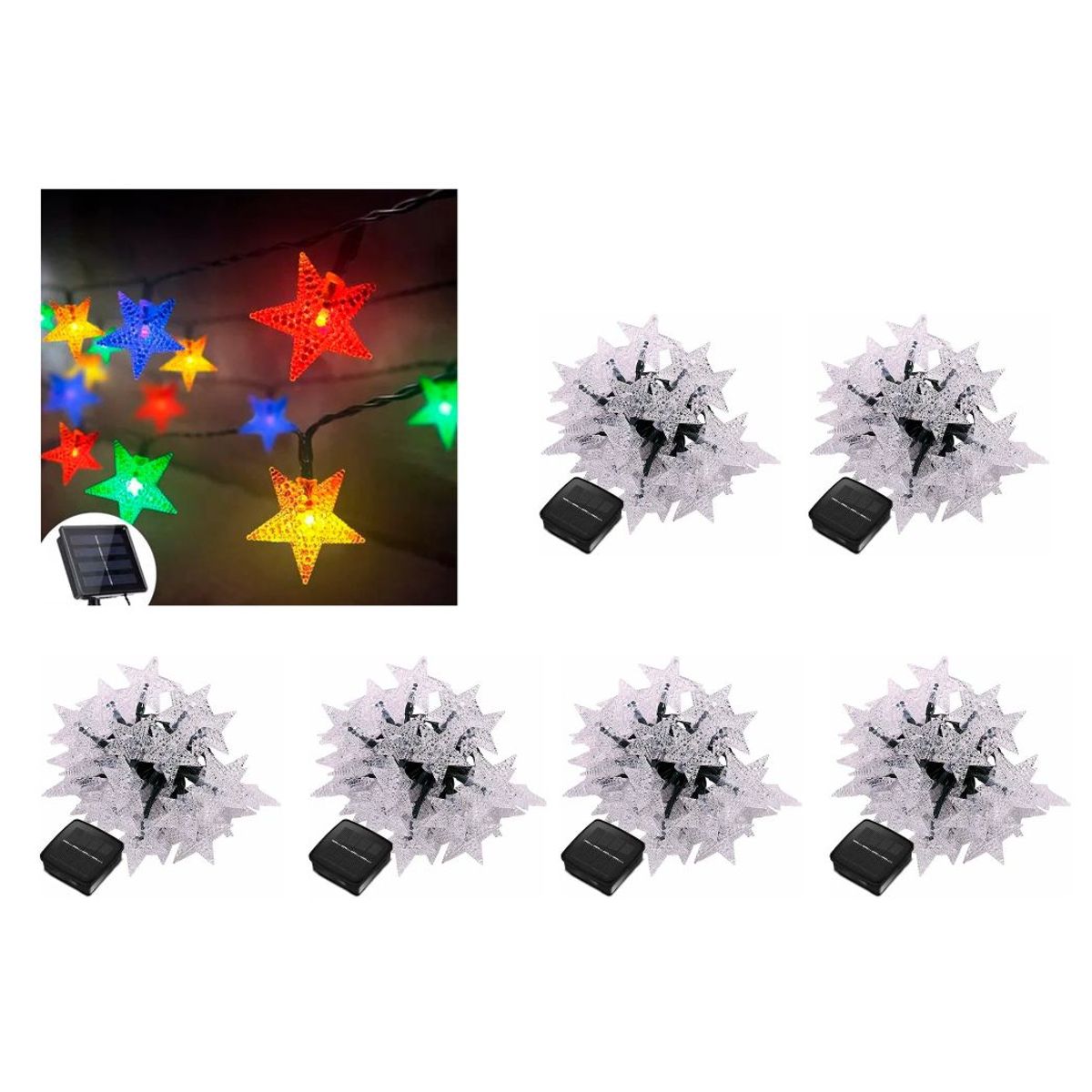 GENERICO - Pack X6 Estrellas Led Multicolor Navidad Lineal Solar
