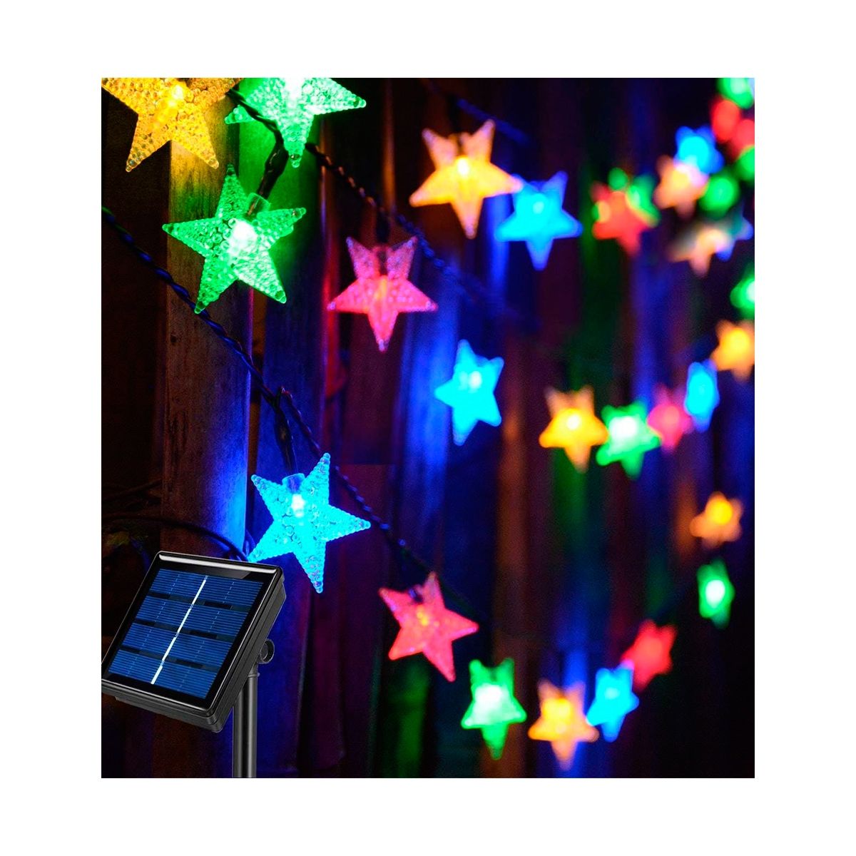 GENERICO - Pack X6 Estrellas Led Multicolor Navidad Lineal Solar