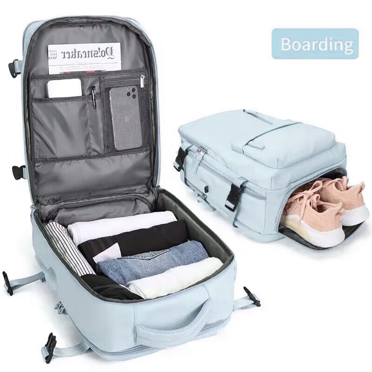 GENERICO - Mochila Viaje Cabina Avión Viral Impermeable Zapatos Usb