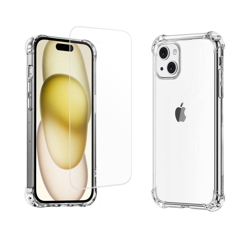 CELLBOX - Carcasa Transparente + Mica de Vidrio para iPhone 15