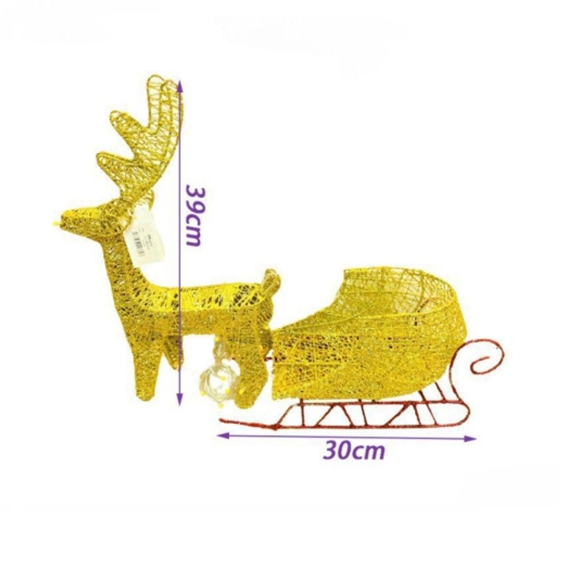GENERICO - Reno Con Trineo Decoración Navideña