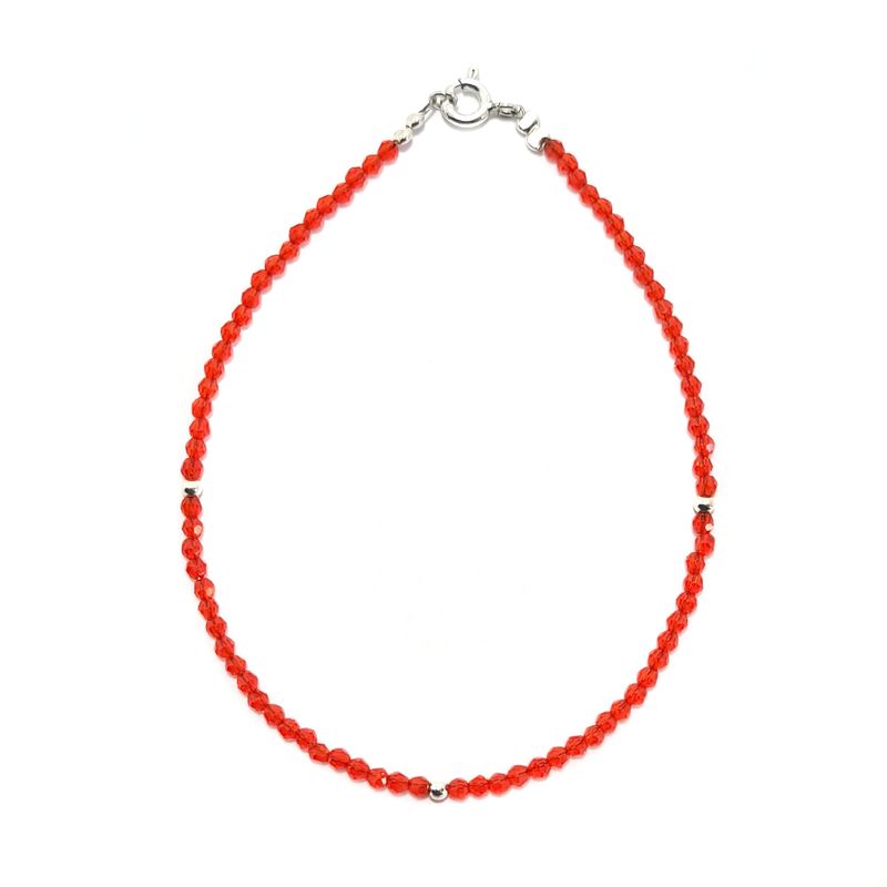 ANDREA COGGIOLA JOYAS - Pulsera Cristal Rojo Plata Fina 925