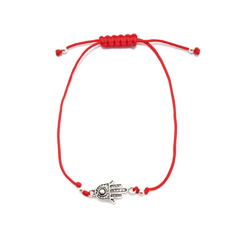ANDREA COGGIOLA JOYAS - Pulsera mano fátima 925 cordón rojo