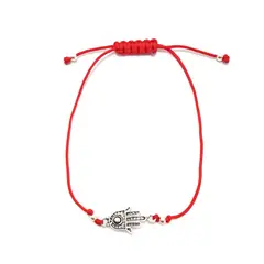 ANDREA COGGIOLA JOYAS - Pulsera mano fátima 925 cordón rojo