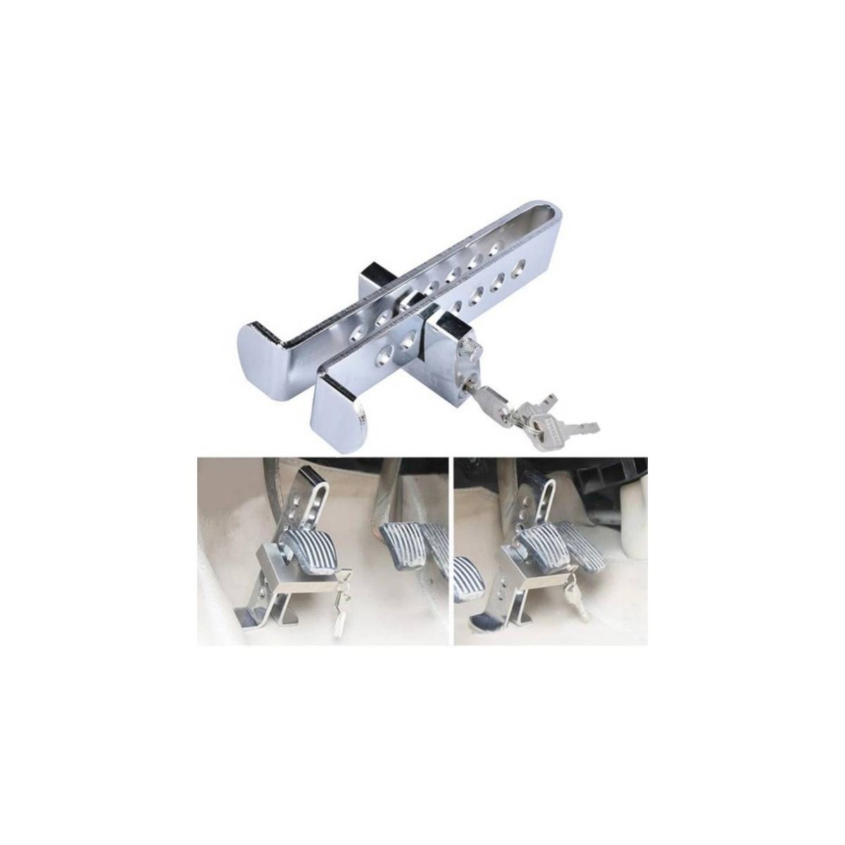 U BUY - Traba Pedal + Candado + Llaves Seguridad Auto Robo