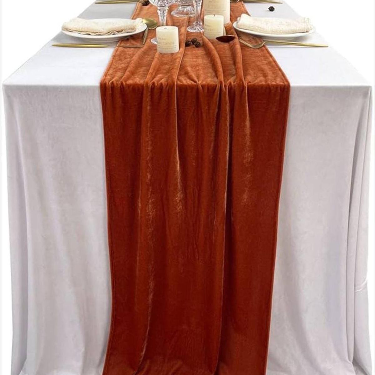 TERRA ESTILO - Camino de Mesa Velvet Terracota Terciopelo