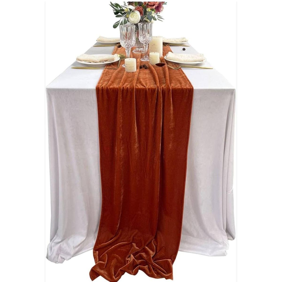 TERRA ESTILO - Camino de Mesa Velvet Terracota Terciopelo