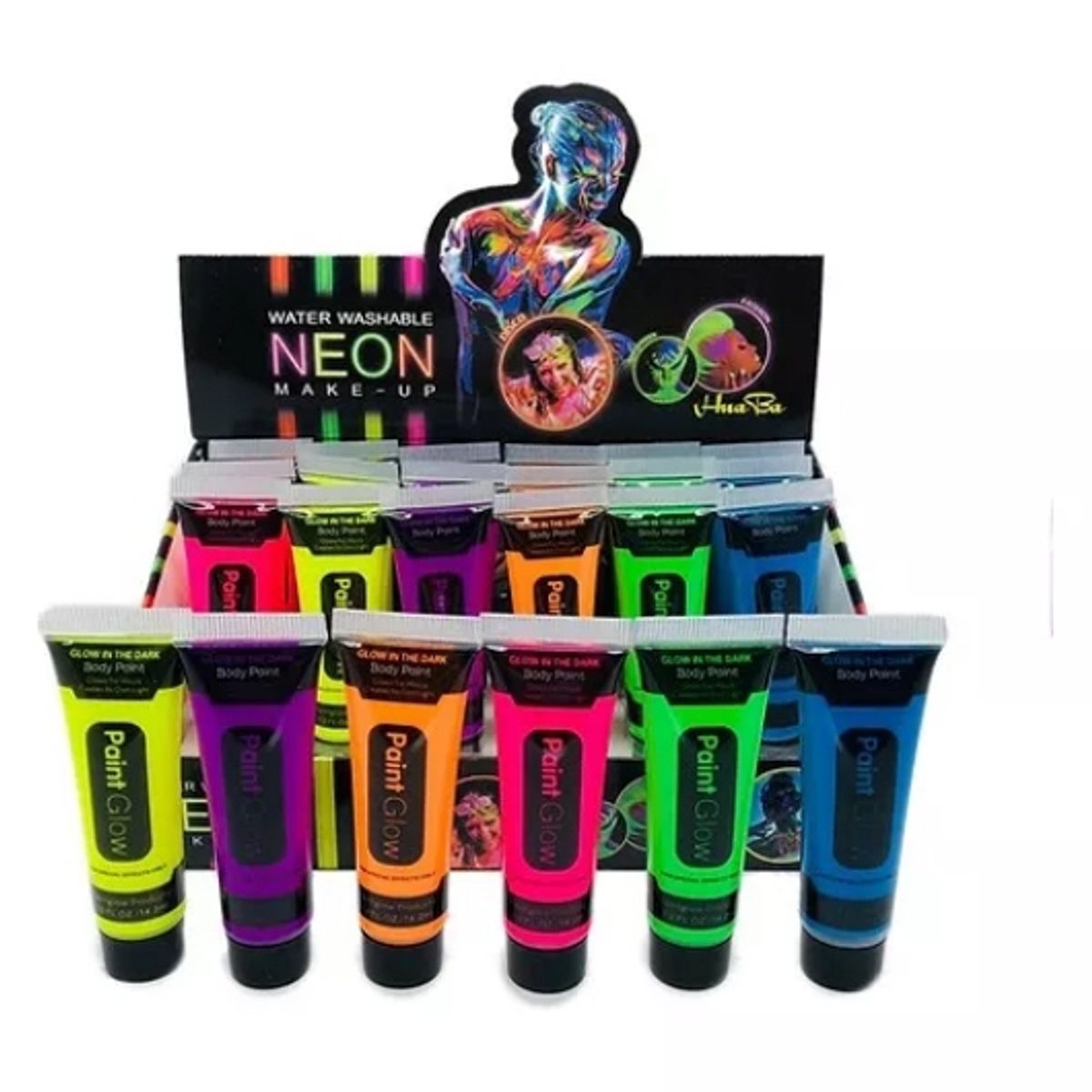 GENERICO - Pack 6 Pinturas Neón Flúor Cuerpo Cara.