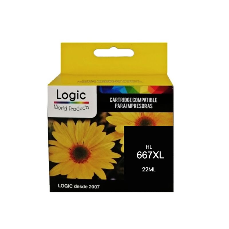 LOGIC - Cartucho HP 667XL Negro Alternativo Alto Rendimiento