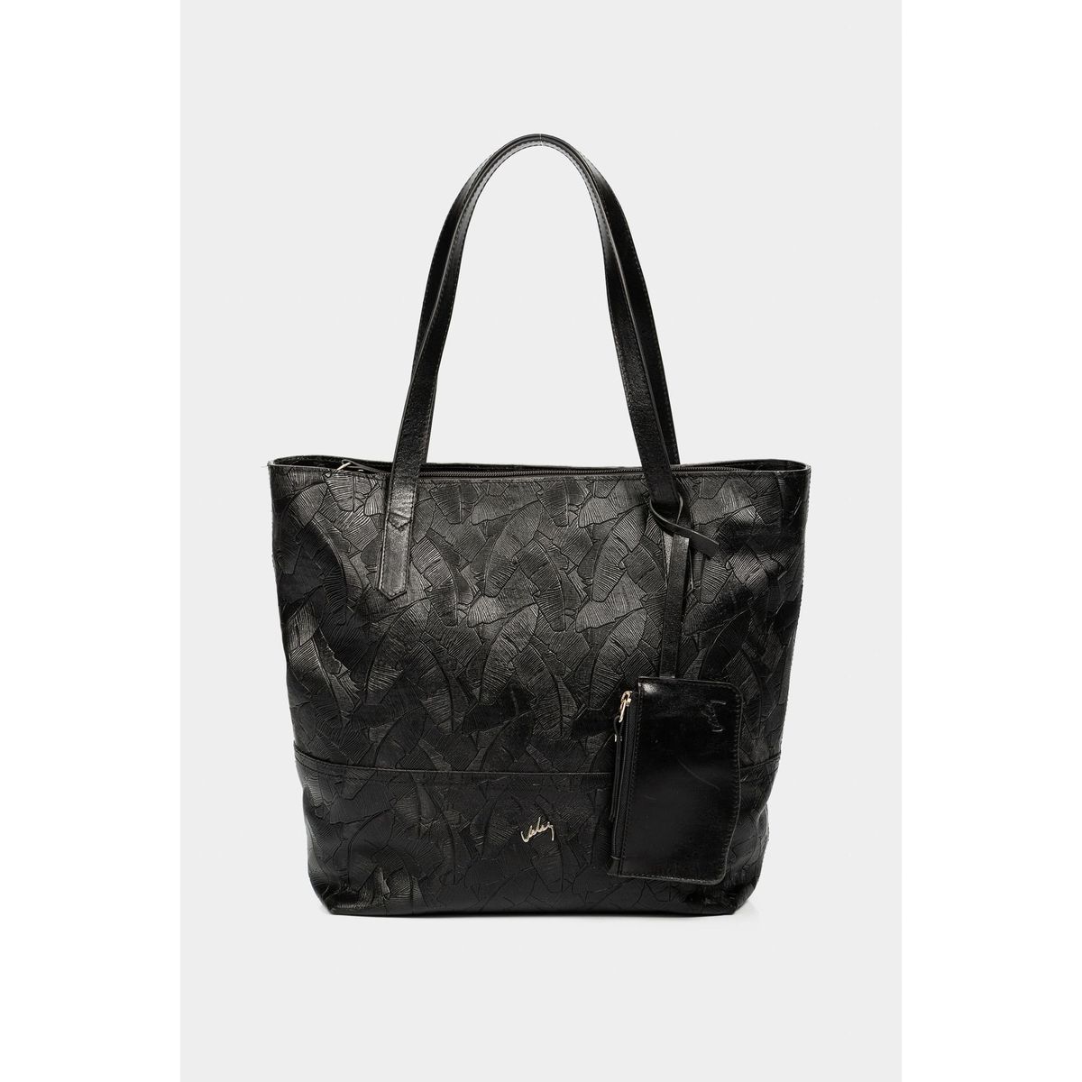 VELEZ - Vélez Cartera Bolso Denver Cuero Mujer Grabado Placa Palmera Negro