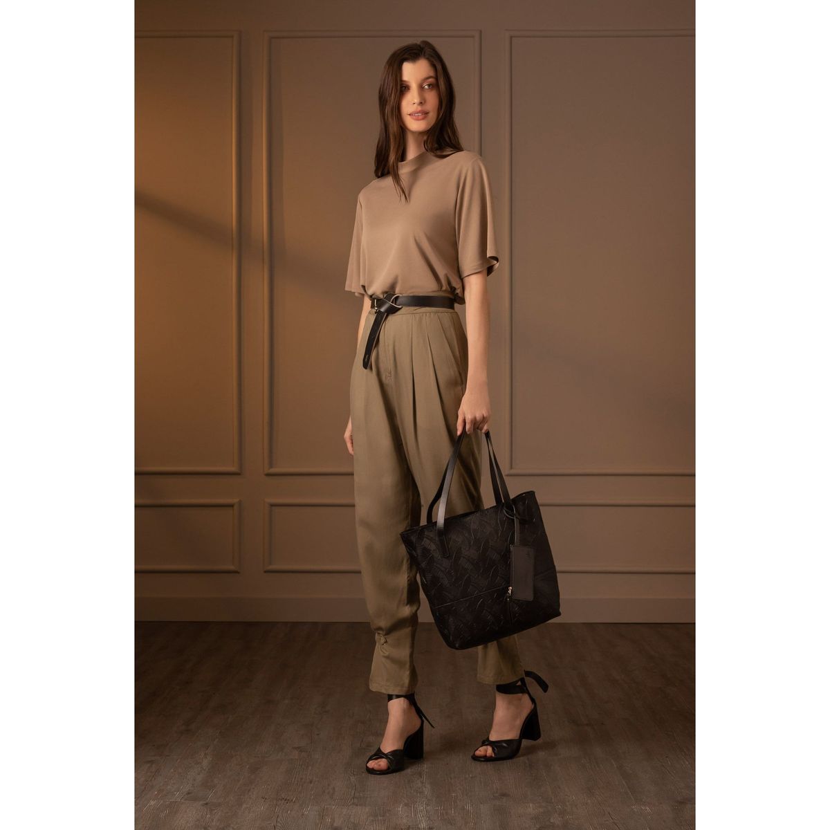 VELEZ - Vélez Cartera Bolso Denver Cuero Mujer Grabado Placa Palmera Negro