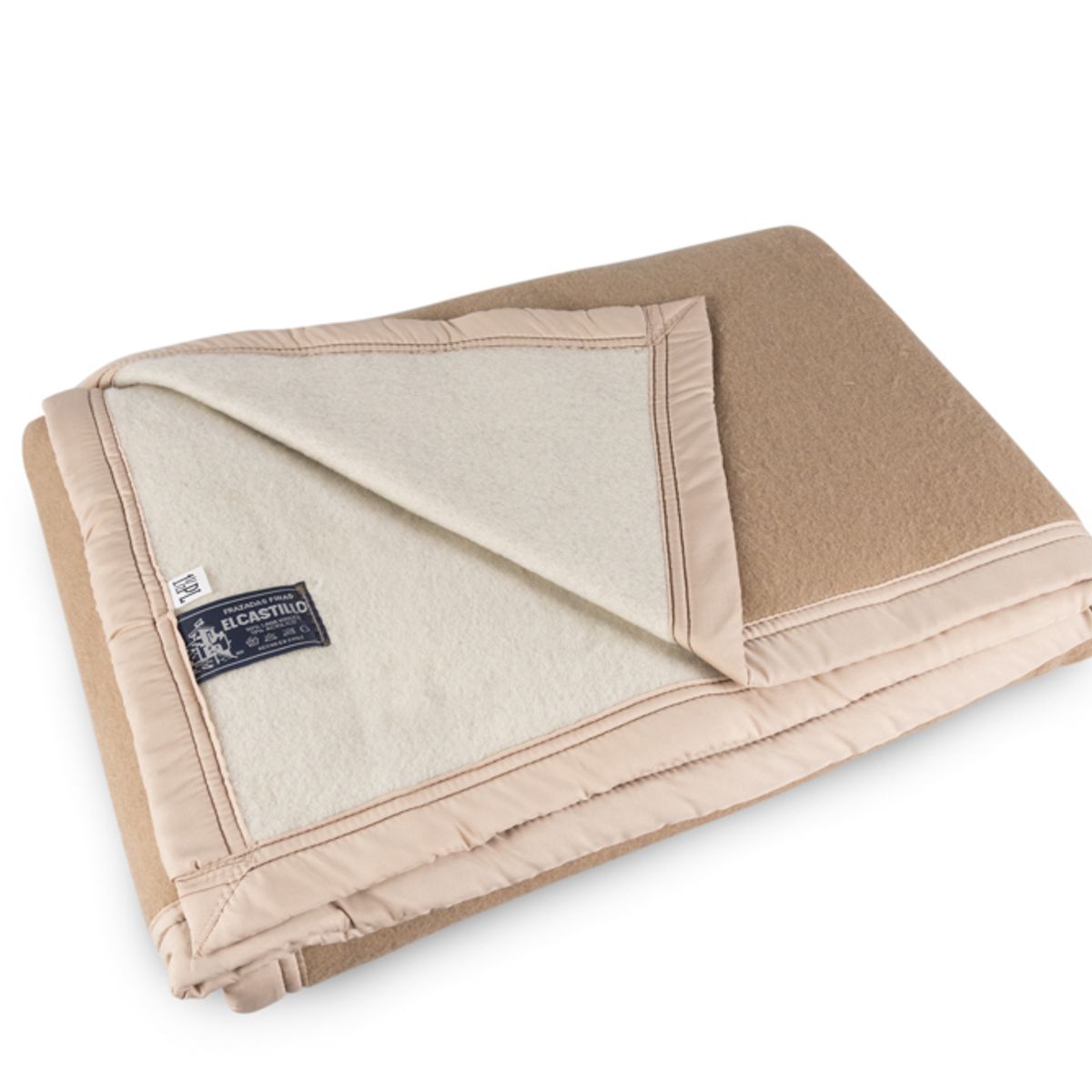 EL CASTILLO FRAZADAS - Frazada 90% Lana, 10% Acrílico Beige 2 plazas