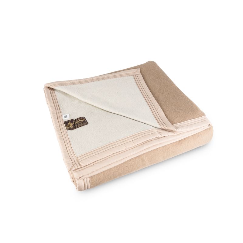 EL CASTILLO FRAZADAS - Frazada  100% Lana Virgen Beige 2,5 plazas