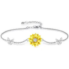 GENERICO - Pulsera Brazalete Plata 925 Girasol Mariposas Regalo Joyas