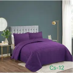 GENERICO - Cobertor de verano tipo Quilt con fundas - Reversible 2 Plazas - Violeta