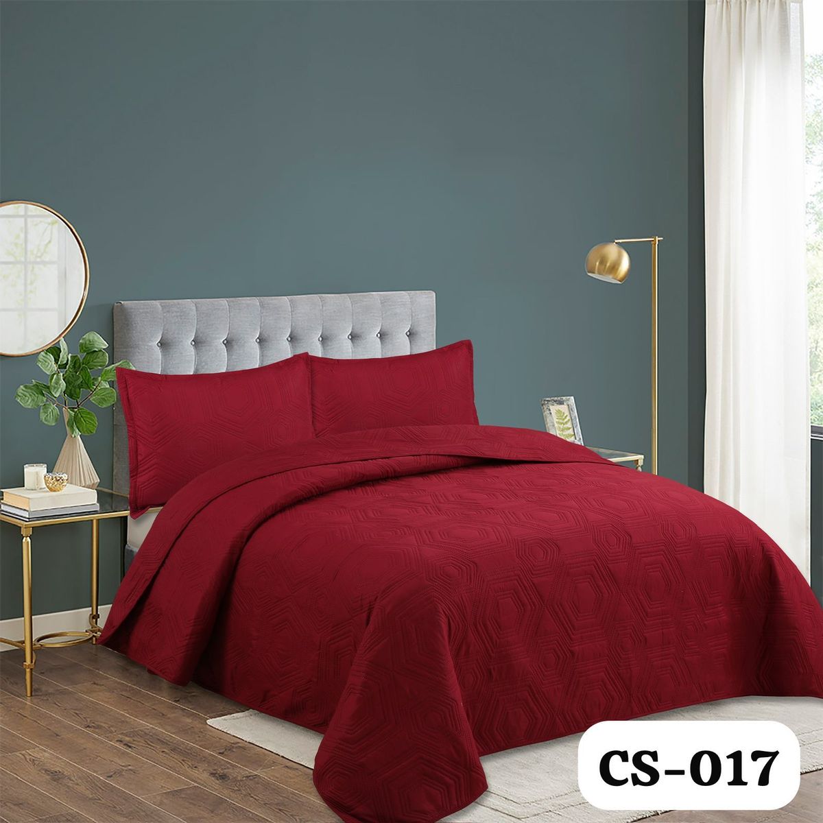 GENERICO - Cobertor de verano tipo Quilt con fundas - Reversible 2 Plazas - Burdeo