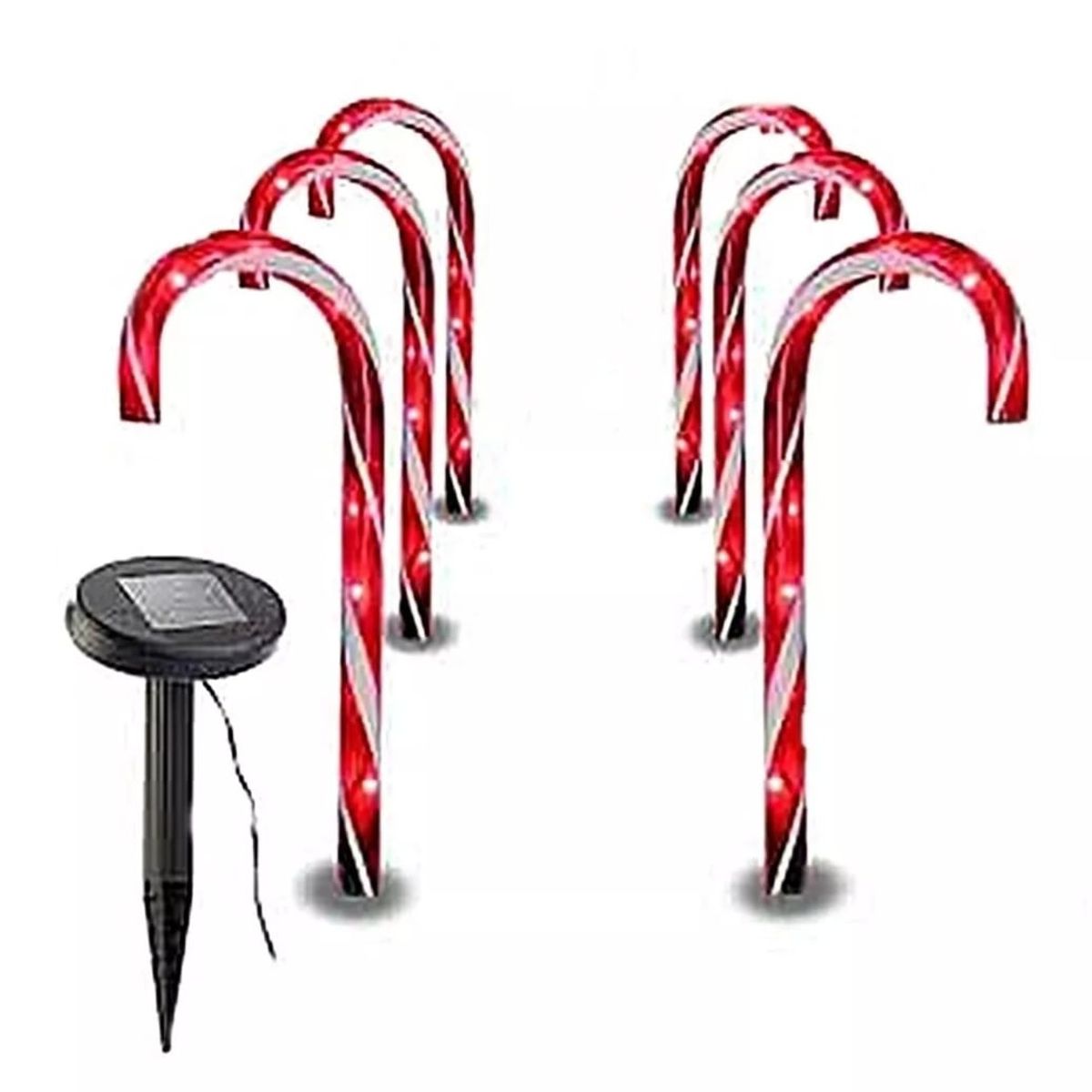 GENERICO - Pack 6 Estacas Solar Navideña Con Forma De Baston 1 Metro De Altura