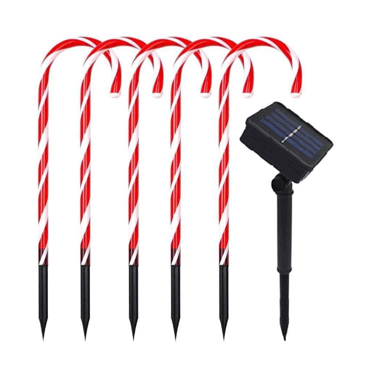 GENERICO - Pack 6 Estacas Solar Navideña Con Forma De Baston 1 Metro De Altura
