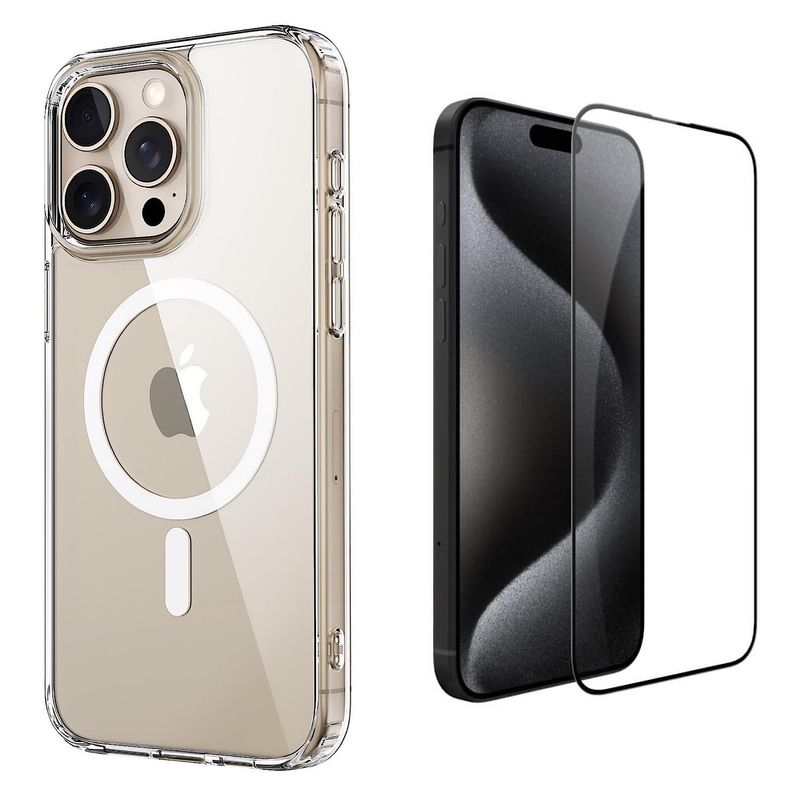GENERICO - Carcasa Con Magsafe Para iPhone 15 Pro + Lamina De Vidrio