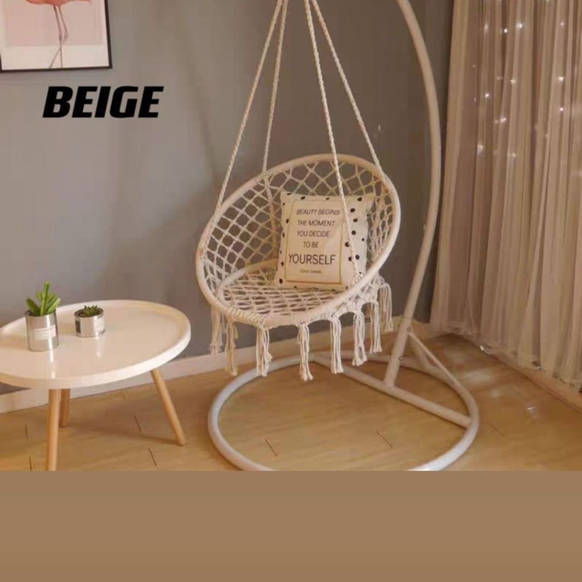 ANGELES DEL HOGAR - Silla Tejida Hamaca Colgante Jardín Terraza Columbio NO INCLUYE SOPORTE