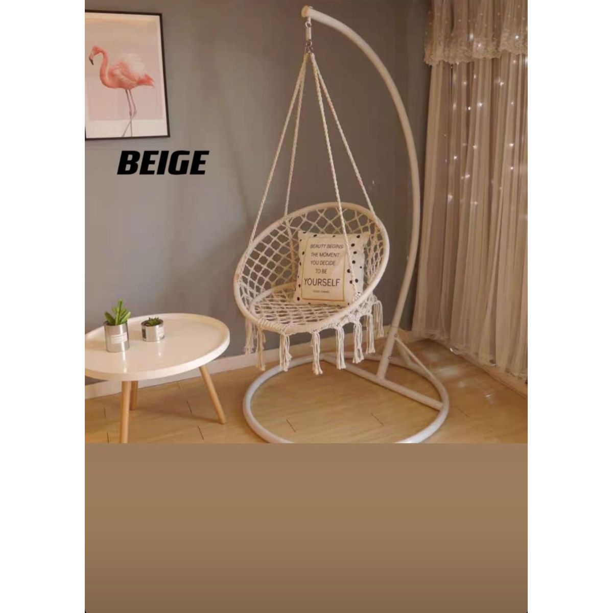 ANGELES DEL HOGAR - Silla Tejida Hamaca Colgante Jardín Terraza Columbio NO INCLUYE SOPORTE