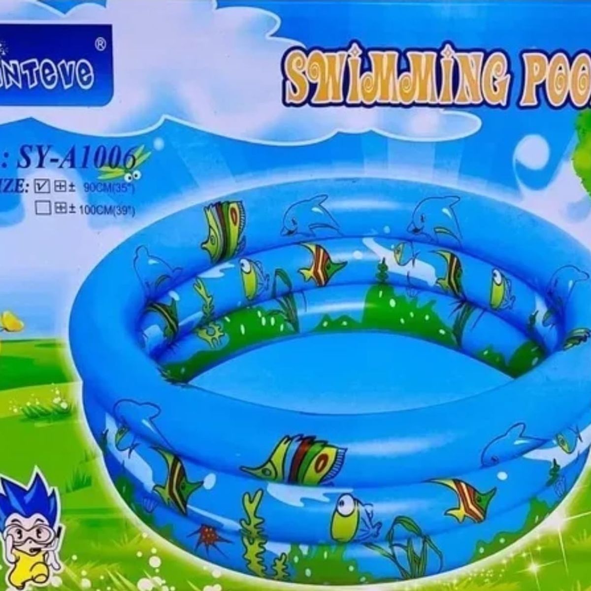 ANGELES DEL HOGAR - Piscina Inflable Para niños 3 Anillos 90cm Azul