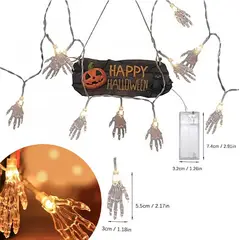GENERICO - 5x Luces Halloween Mano Esqueleto Guirnalda 2mts