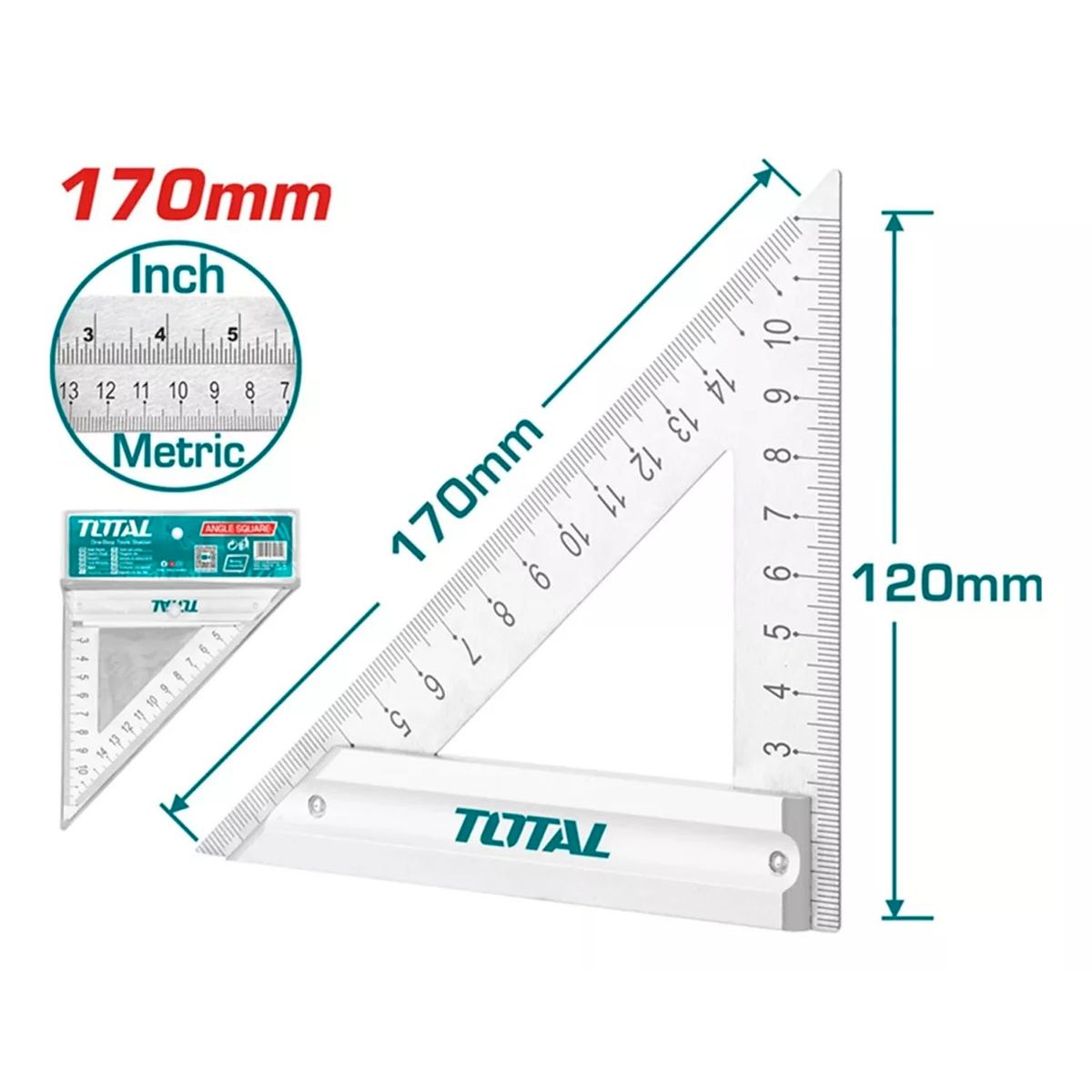 TOTAL TOOLS - Escuadra Angular 170 X 120mm Triangular Carpinteria Total